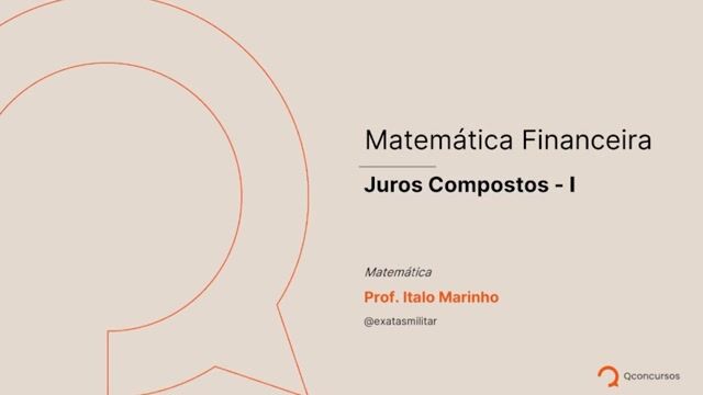 Matemática Financeira - 04 - Juros compostos - I