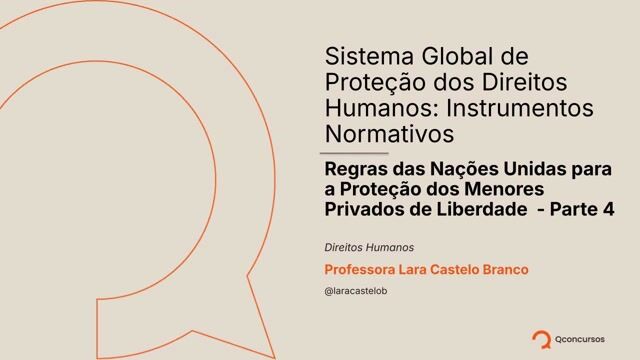 Regras das Nações Unidas para a Proteção dos Menores Privados de Liberdade - Parte 04