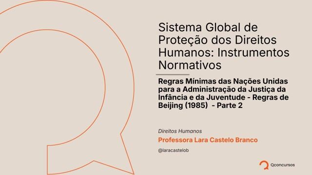 Regras Mínimas das Nações Unidas para a Administração da Justiça da Infância e da Juventude - Regras de Beijing (1985) - Parte 2
