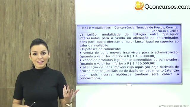Tipos e Modalidades – Concorrência, Tomada de Preços, Convite, Concurso e Leilão - Parte 3