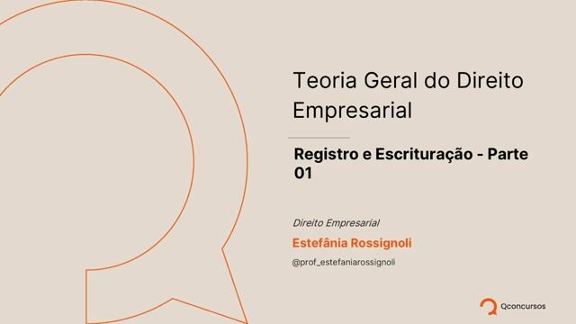 Registro e Escrituração - Parte 01