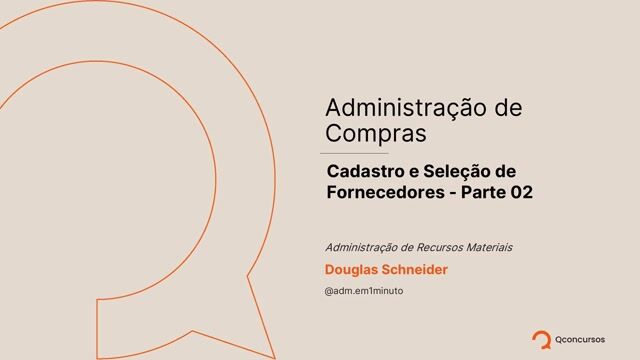Cadastro e Seleção de Fornecedores - Parte 02
