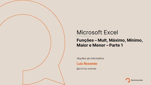 Noções de Informática - Microsoft_Excel - Funcoes - Parte 01