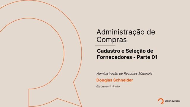 Cadastro e Seleção de Fornecedores - Parte 01
