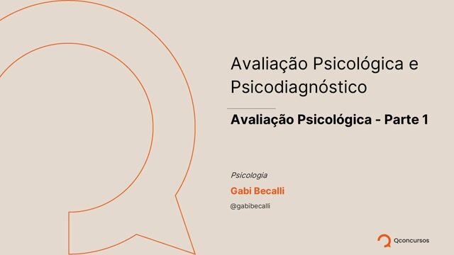 Avaliação Psicológica - Parte 01
