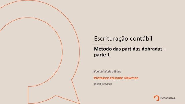 Métodos das partidas dobradas - Parte 1