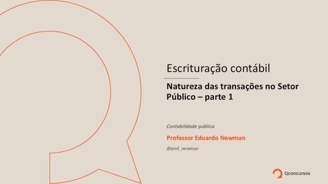 Natureza das transações no setor público - Parte 1