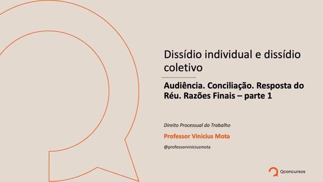 Audiência. Conciliação. Resposta do Réu. Razões Finais - Parte 01